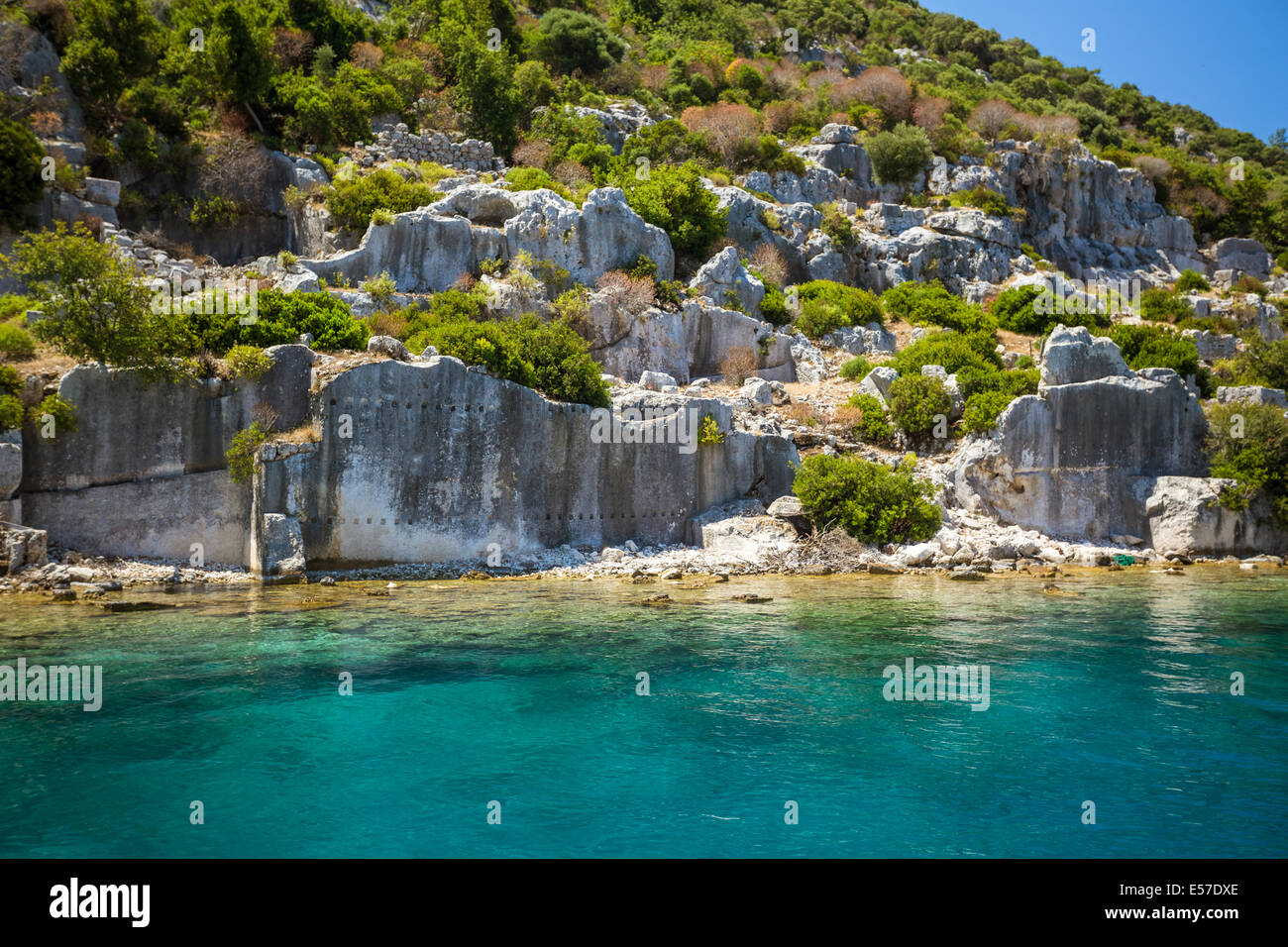 Versunkene lykischen Stadt auf der Insel Kekova, Provinz Antalya, Türkei Stockfoto