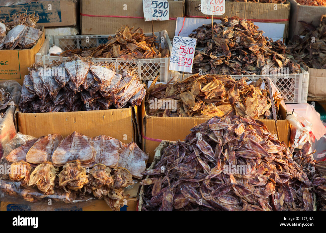 Ein Fischmarkt in Bangkok, Thailand Stockfoto