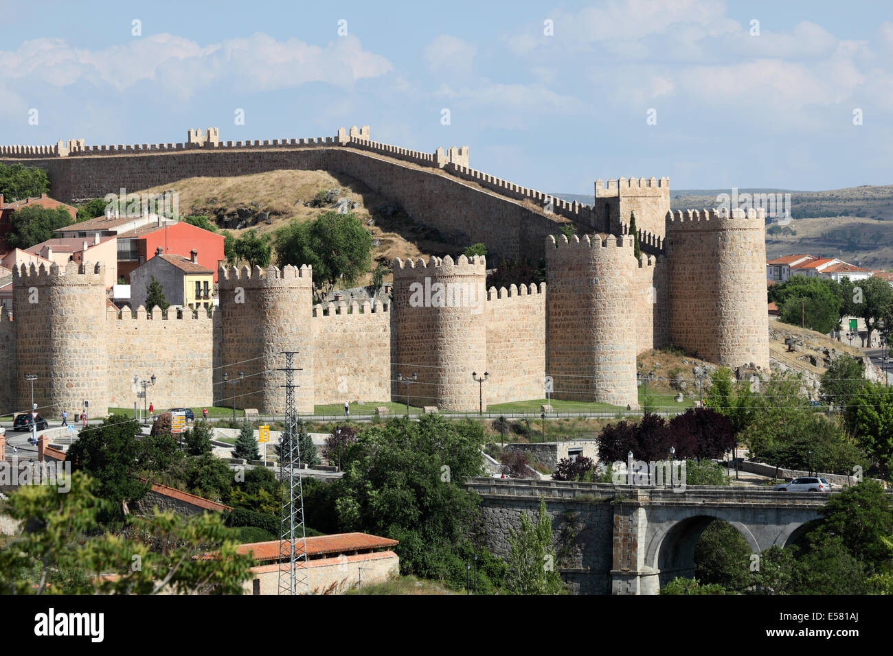 Mittelalterliche Stadtmauern von Ávila, Castilla y Leon, Spanien Stockfoto