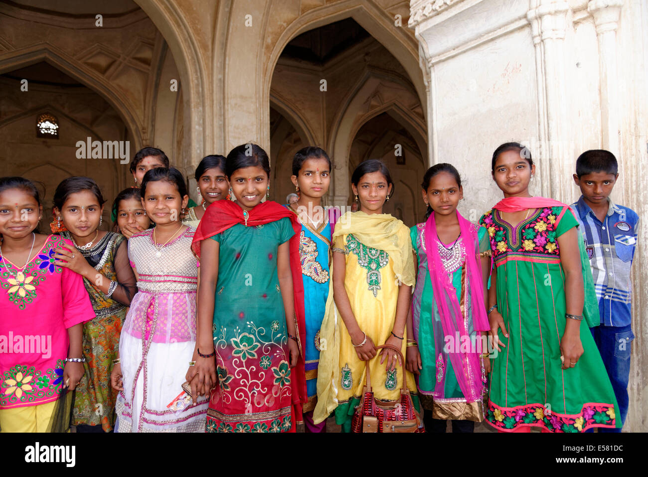 Indische Schüler, Bijapur, Karnataka, Indien Stockfoto