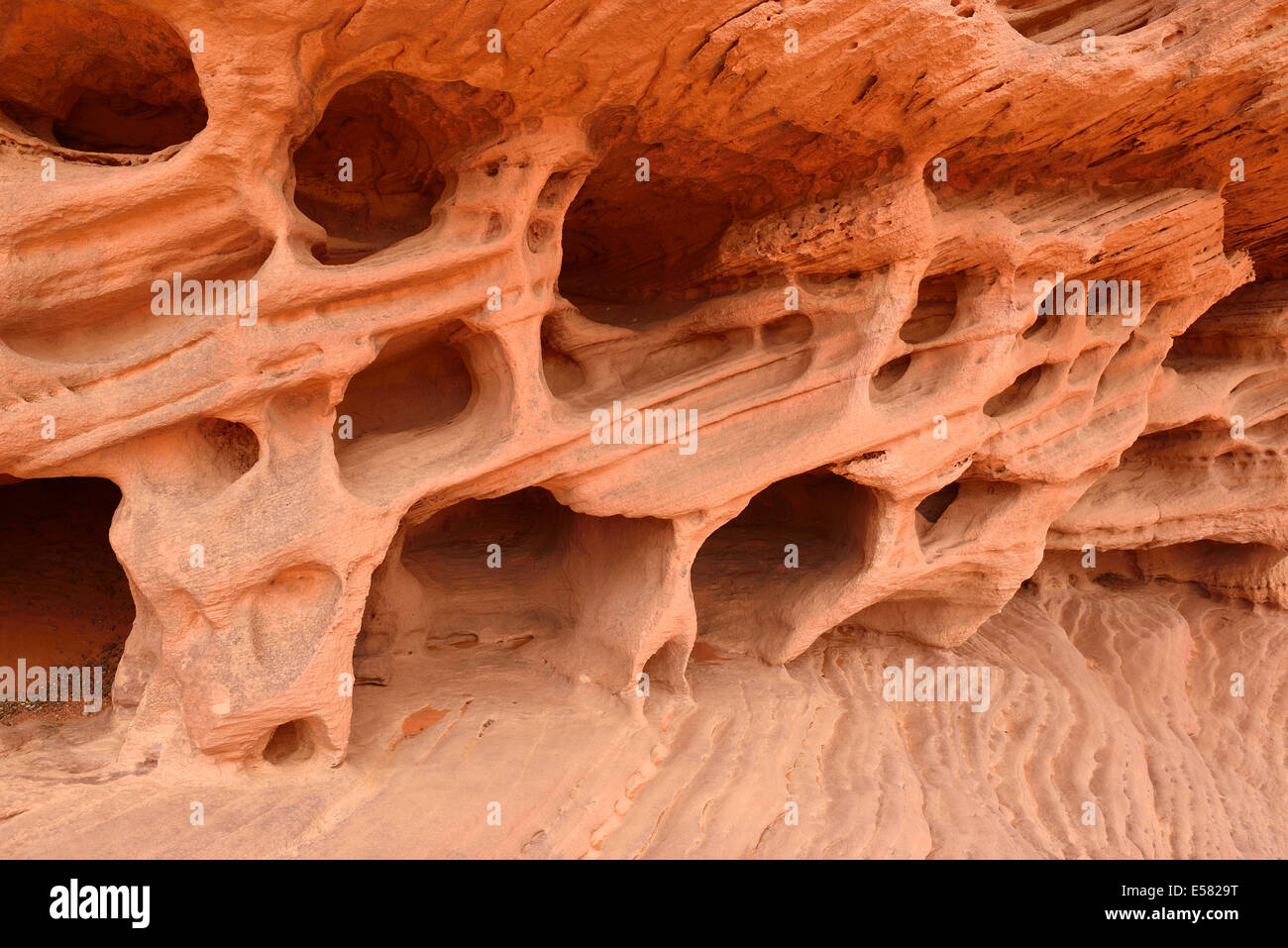 Wind-Erosion auf weiche Sandsteinschichten, Sahara Wüste, Tassili n ' Ajjer, Algerien Stockfoto
