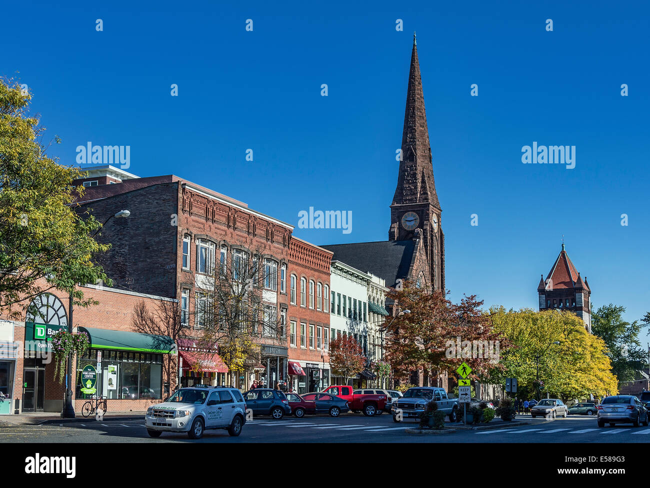 Die Innenstadt von Main Street, Nortampton, Massachusetts, USA Stockfoto