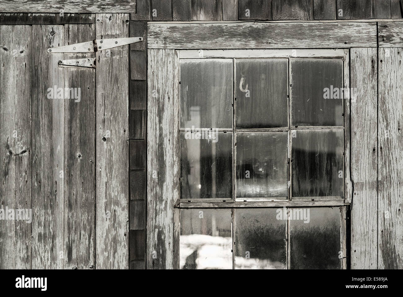 Rustikale fishermans shack Detail, Menemsha, Chilmark, Martha's Vineyard, Massachusetts, USA Stockfoto