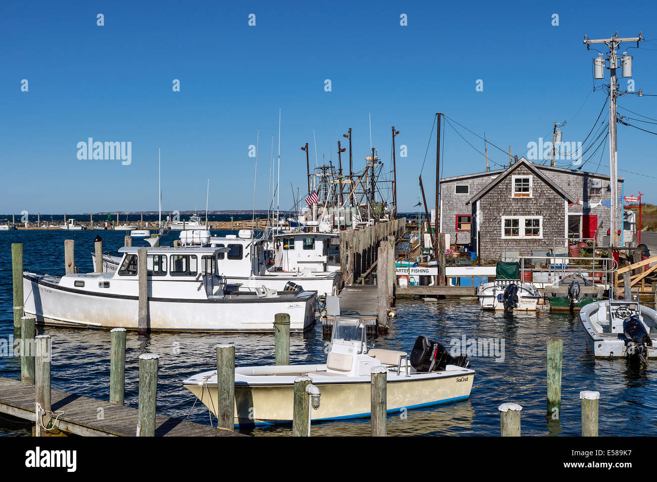 Malerischen Fischerdorf Dorf von Menemsha, Chilmark, Martha's Vineyard, Massachusetts, USA Stockfoto