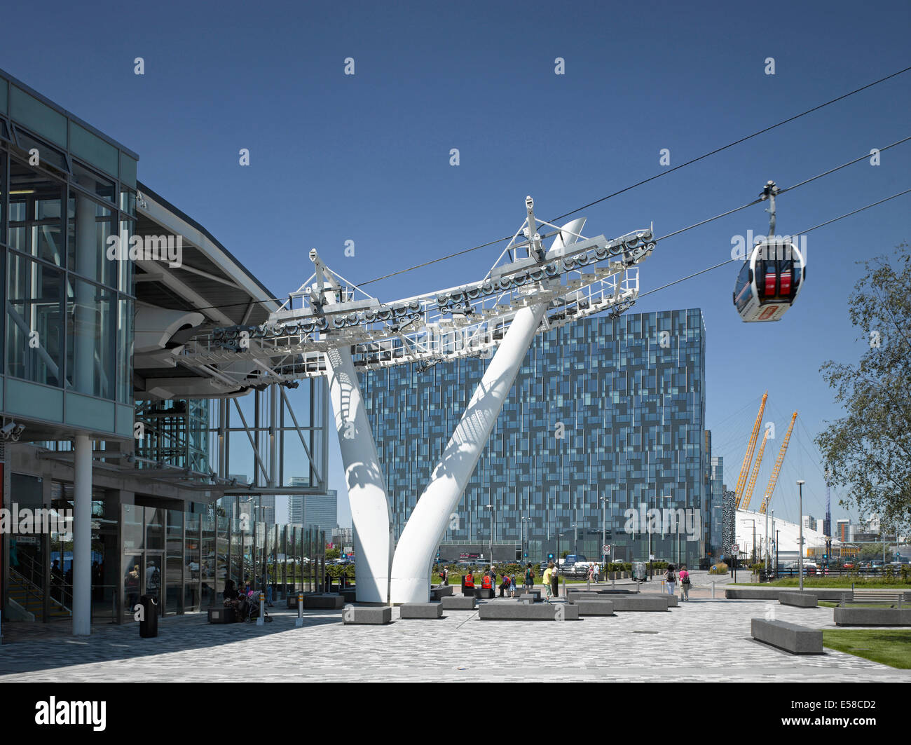 Themse-Seilbahn am Emirates Royal Docks, Greenwich, London Stockfoto