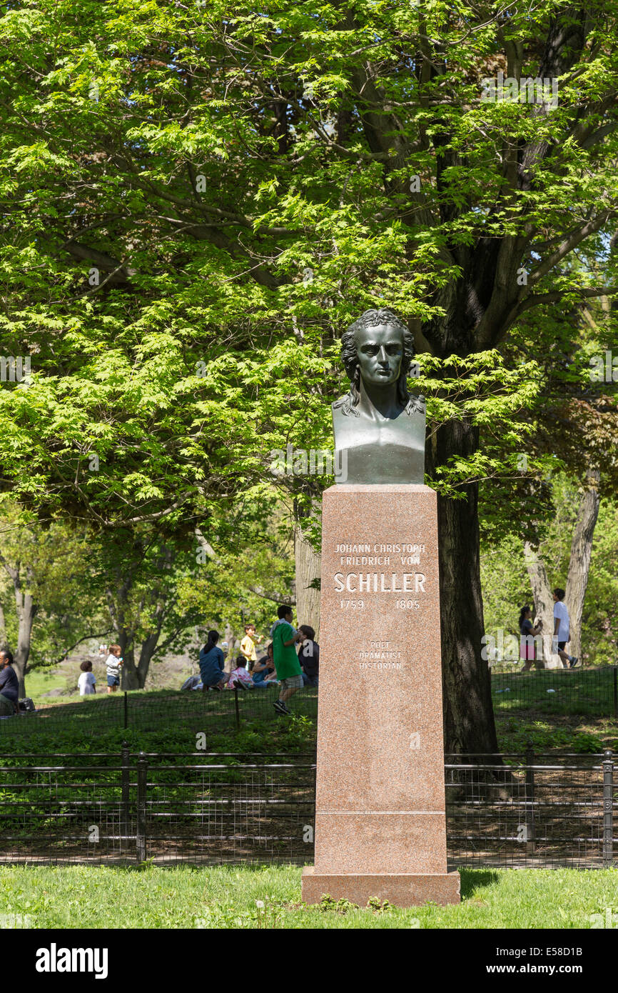 Johann Christoph Friedrich von Schiller Büste, Central Park, NYC Stockfoto