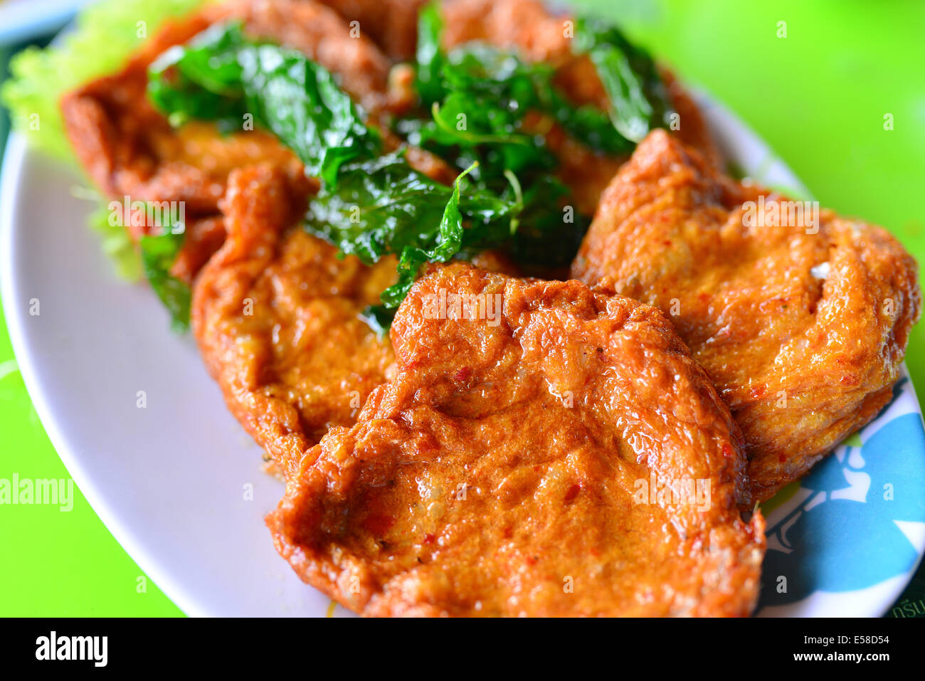 Fischfrikadellen, thai-Küche Stockfoto