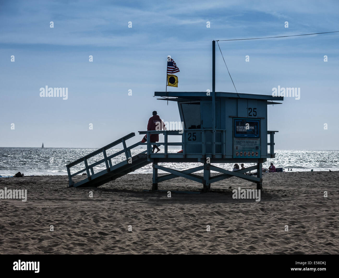 Ein Rettungsschwimmer-Turm am Venice Beach, Kalifornien Stockfoto