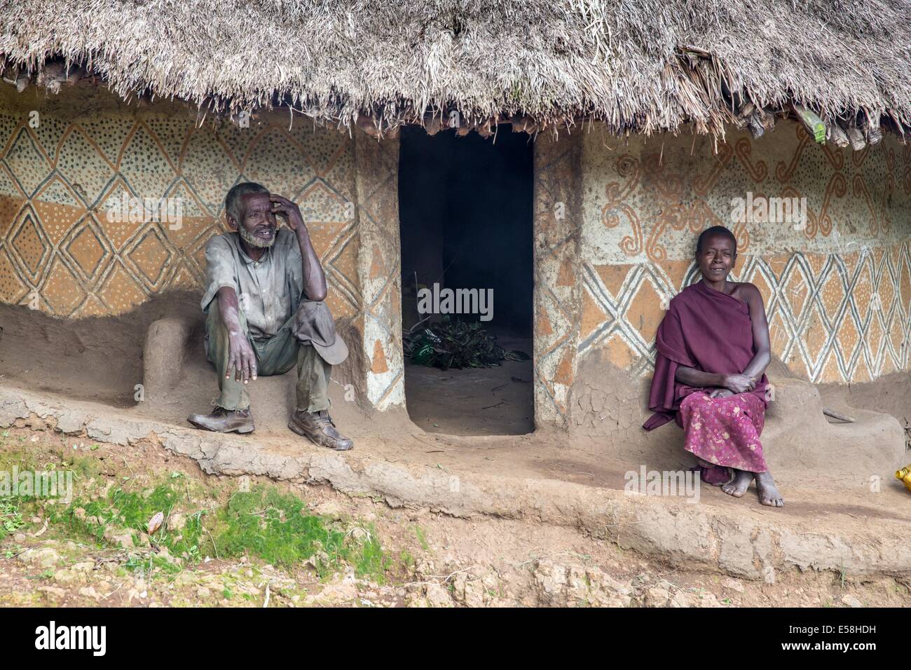 Der Stamm der Bank Leben in der südlichen Nationen, Nationalitäten und Völker Region des südlichen Äthiopien. 24. Mai 2014 Stockfoto