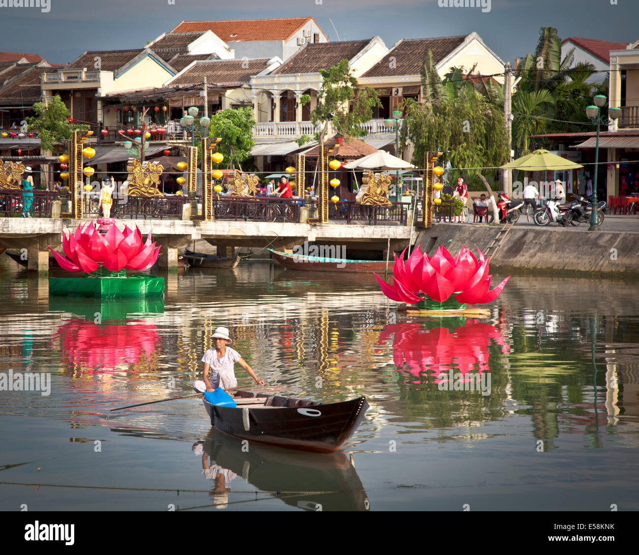 Thu Bon Fluss in Hoi an ein Stockfoto