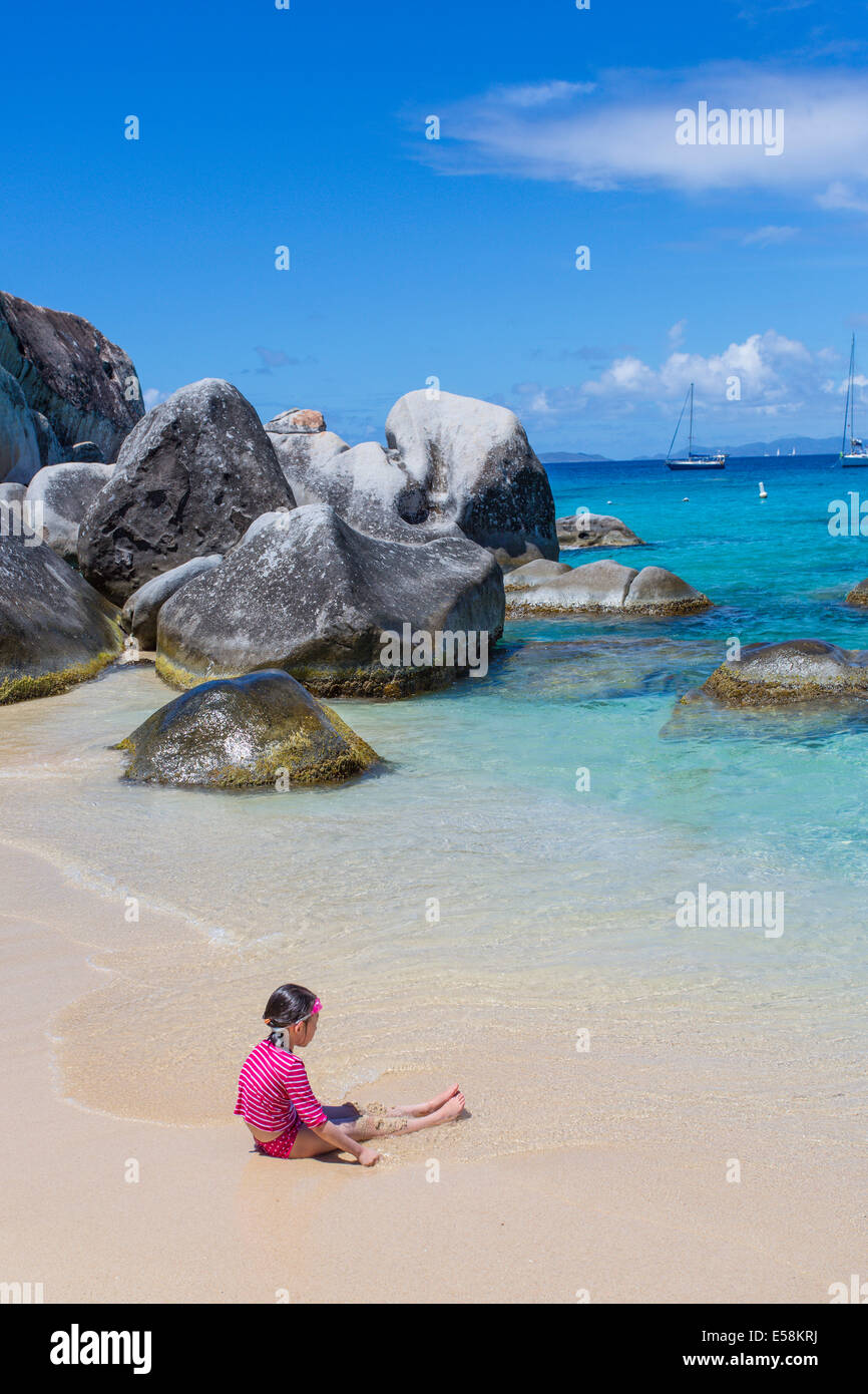 Die Bäder auf der karibischen Insel Virgin Gorda in den British Virgin Islands Stockfoto
