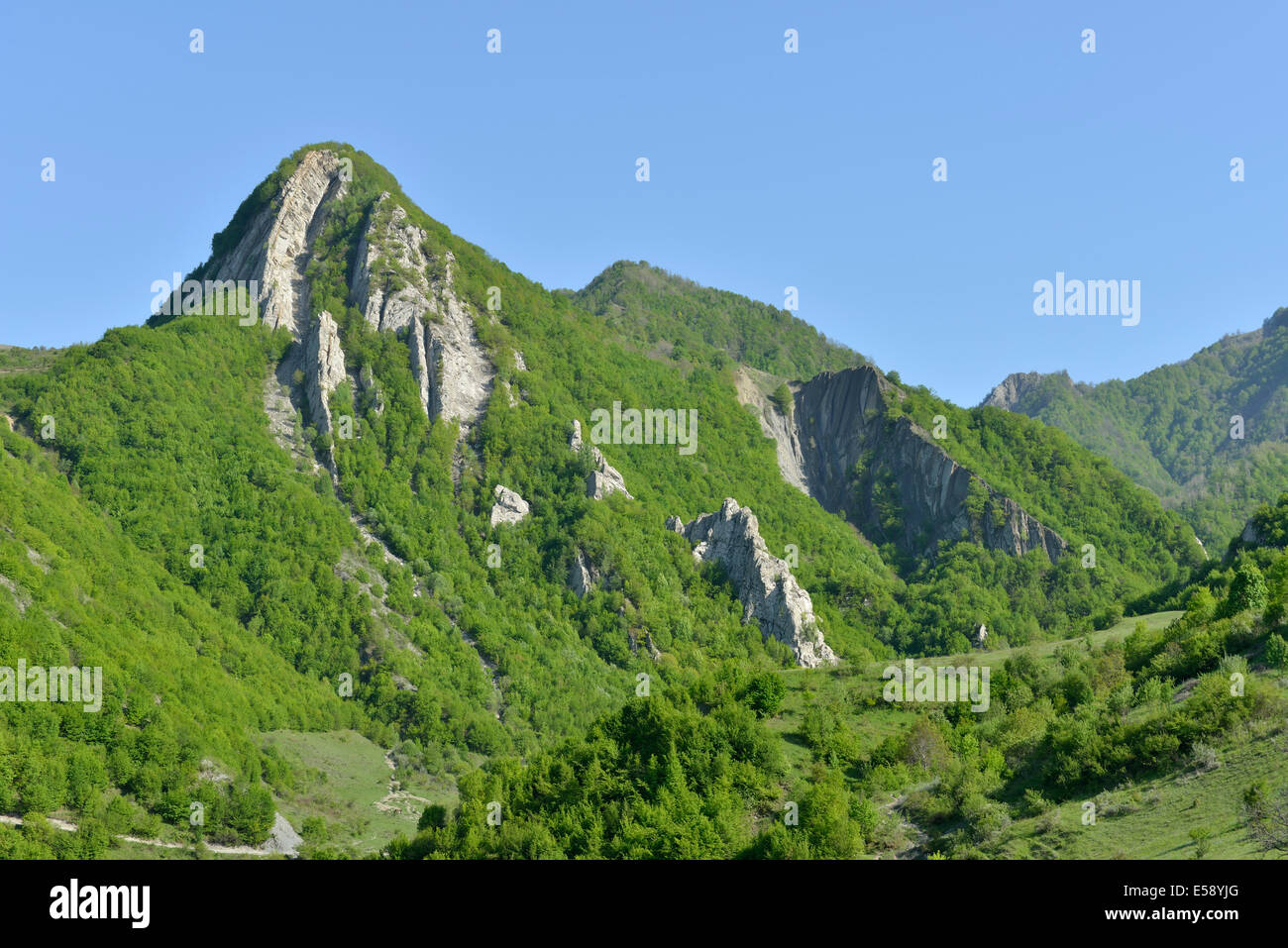 Landschaft in der Nähe der Ortschaft Lahic, Kaukasus, Aserbaidschan Stockfoto