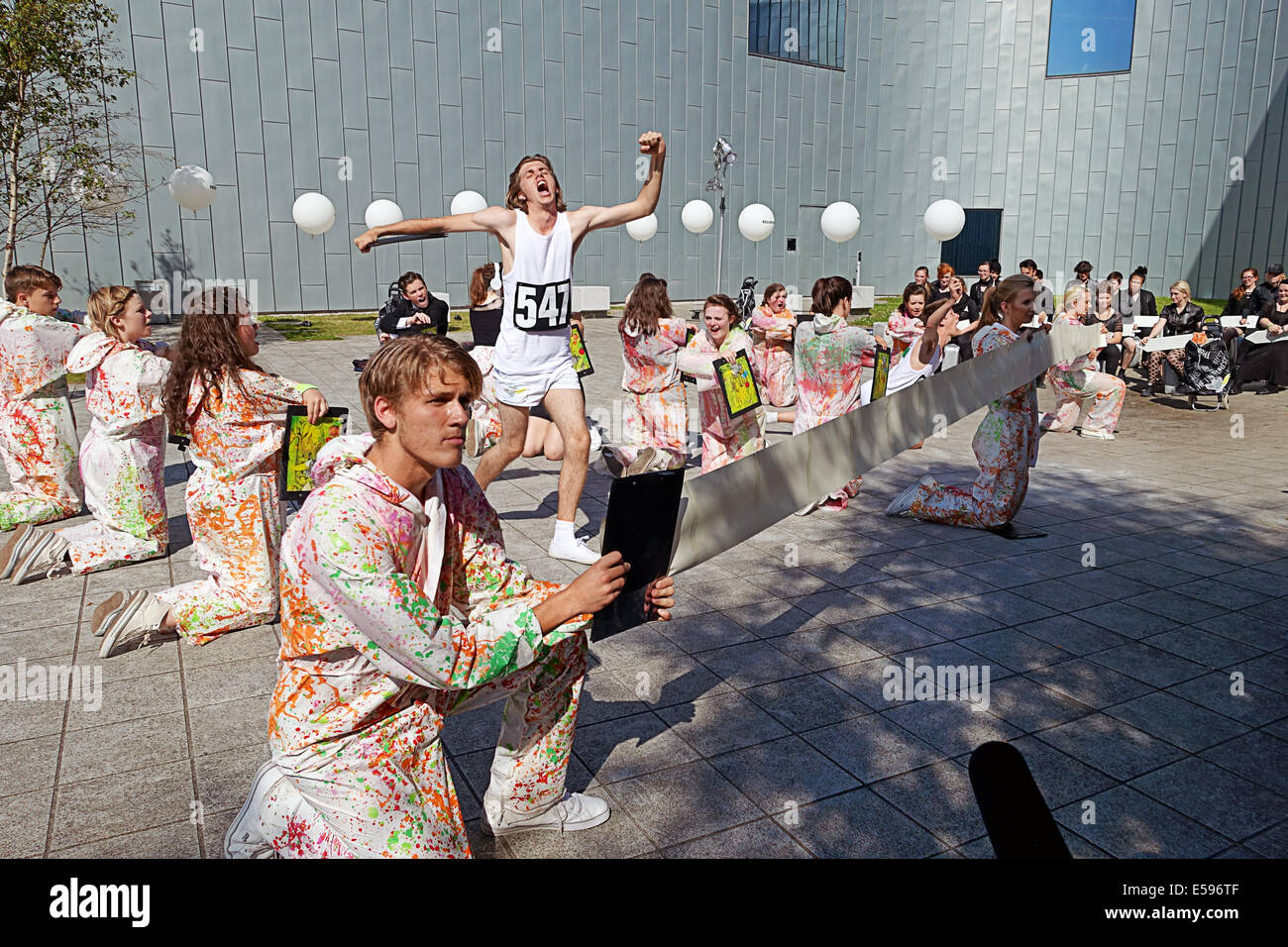 Spieler handeln über den Glasgow Commonwealth Games 2014 Stockfoto