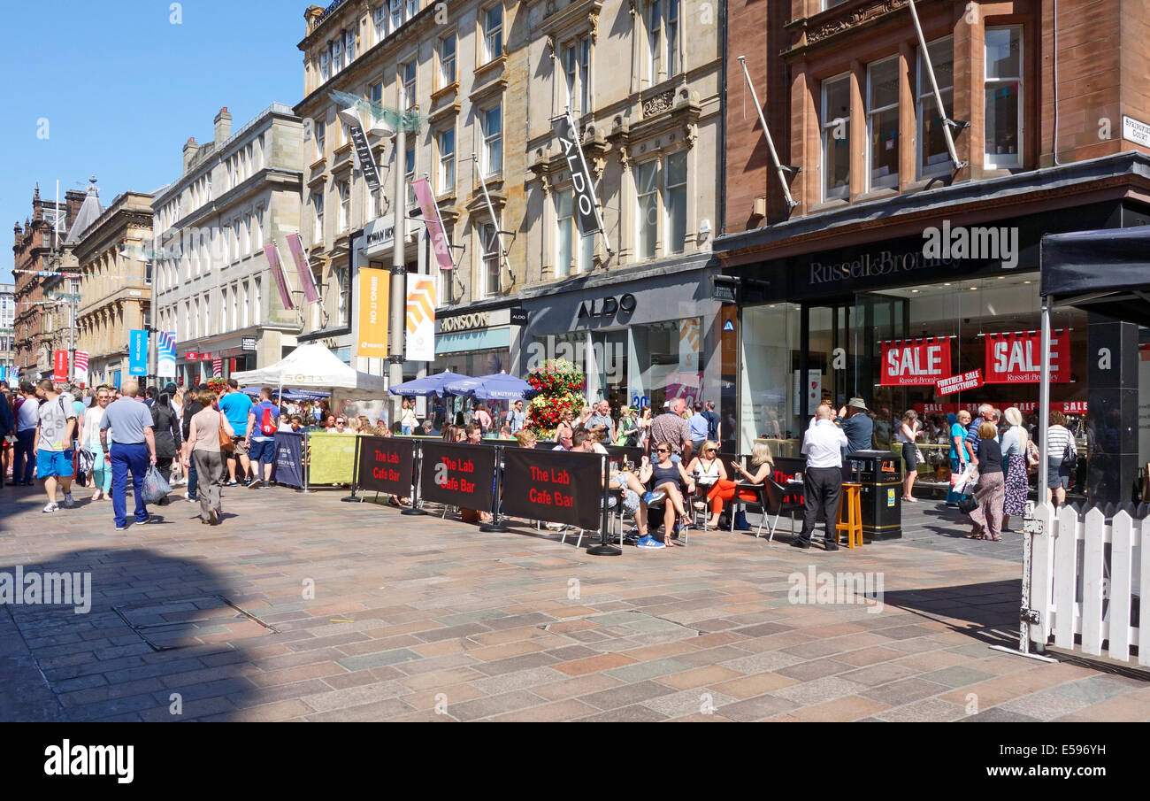 Außengastronomie und Café-Kultur in Buchanan Street Glasgow Schottland Stockfoto