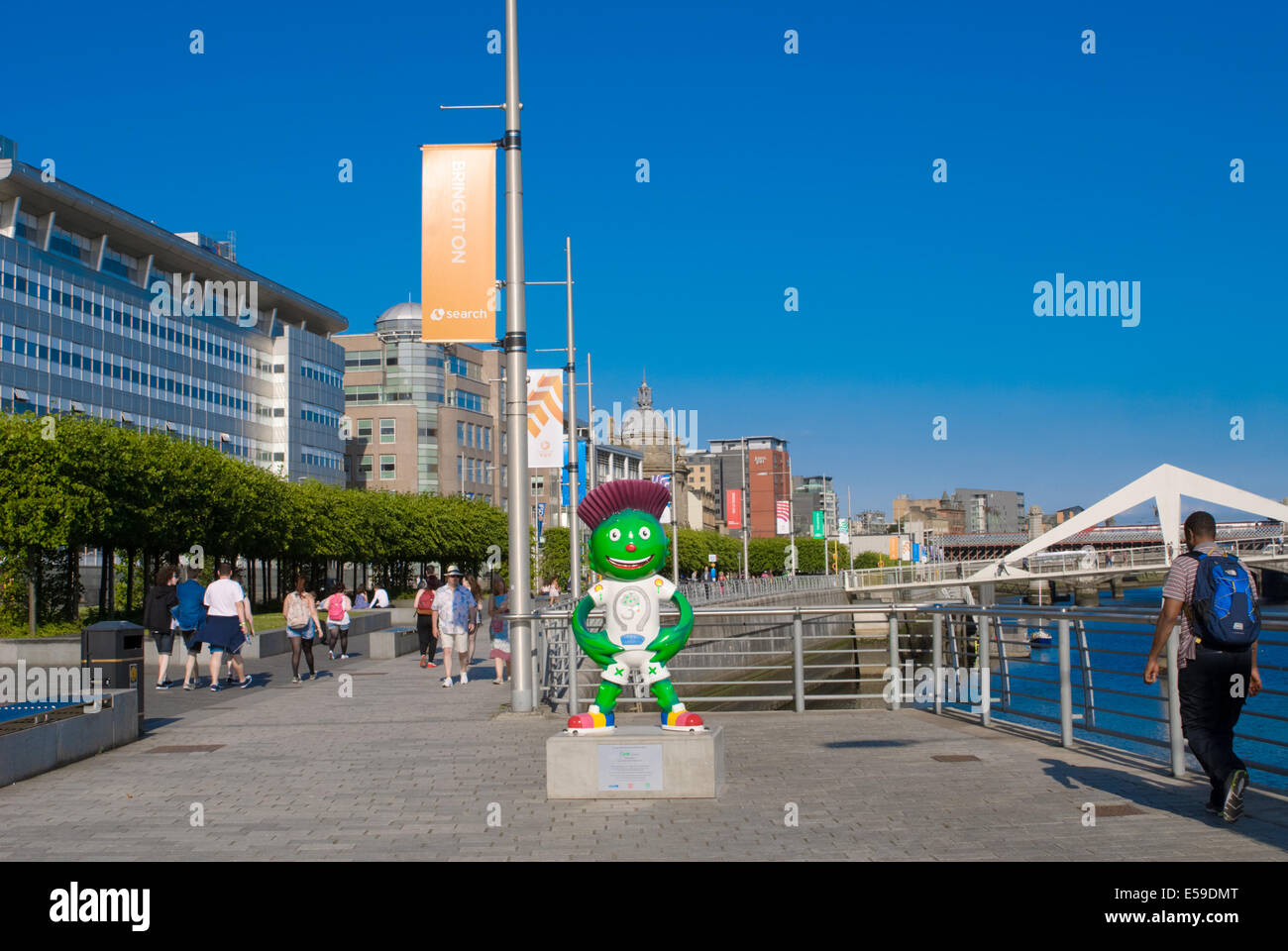 Clyde, das Maskottchen für die Commonwealth-Spiele in Broomielaw, Glasgow Stockfoto