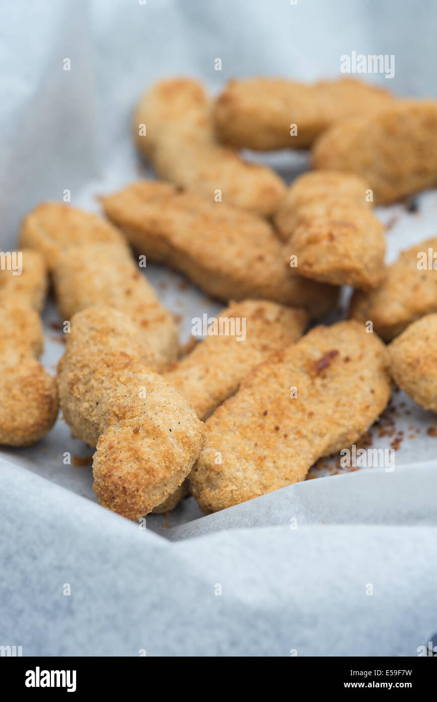 Brotkrümel Huhn Goujon Mittagessen frisch gekocht Stockfoto