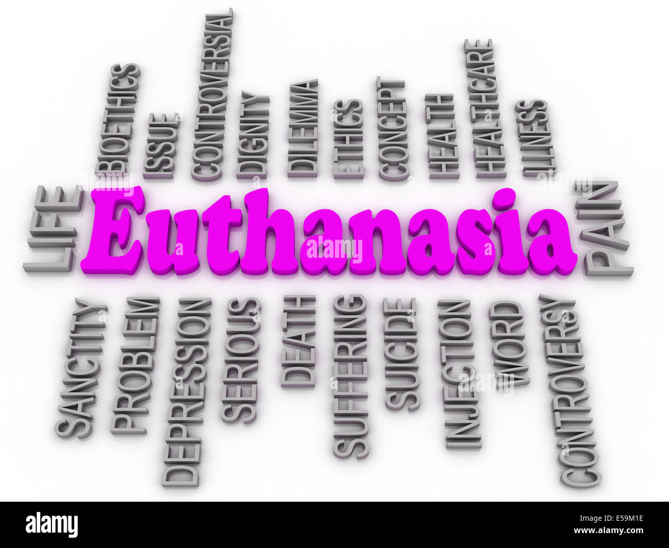 Euthanasie-Themen. Imagen Wort 3D-Konzept Stockfoto