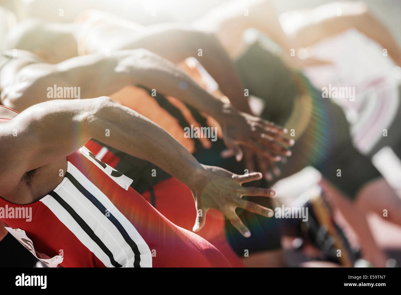 Sprinter am Start Stockfoto