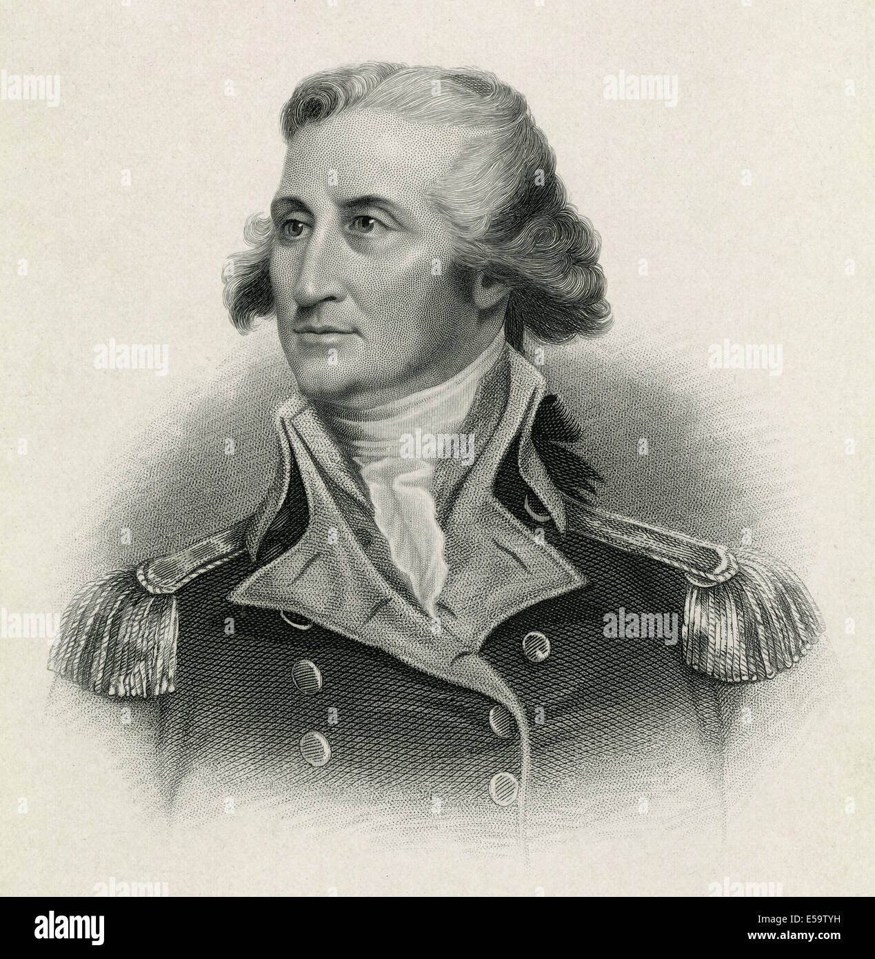 Antik, Gravur, um 1860 von George Washington. QUELLE: ORIGINAL ERSTE GENERATION STAHLPLATTE GRAVUR. Stockfoto