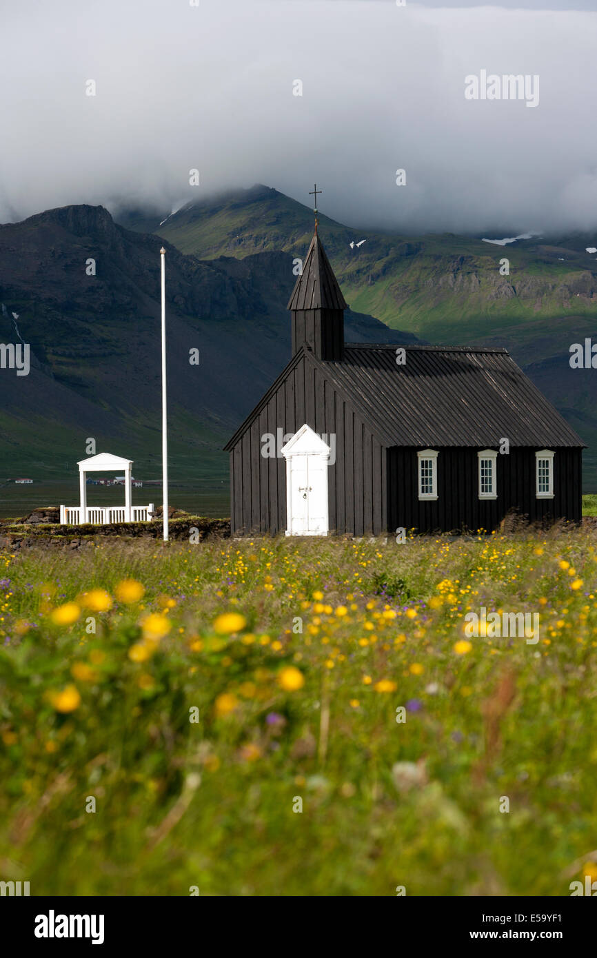 Budir Kirche - Snaefellsnes Halbinsel - West Island Stockfoto