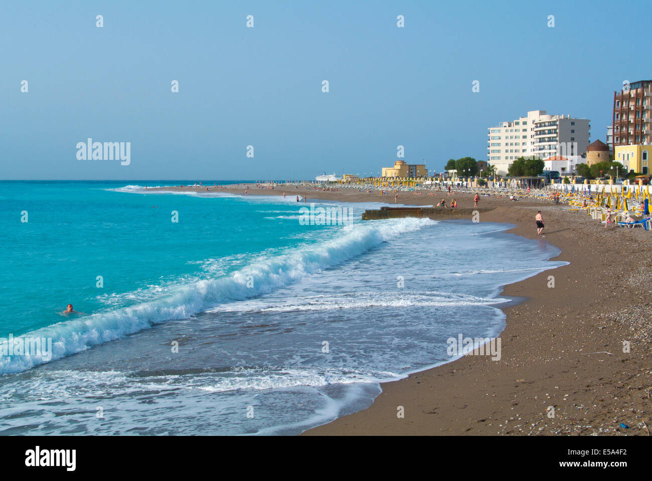 Windiger Strand, Rhodos, Insel Rhodos, Dodekanes, Griechenland, Europa Stockfoto