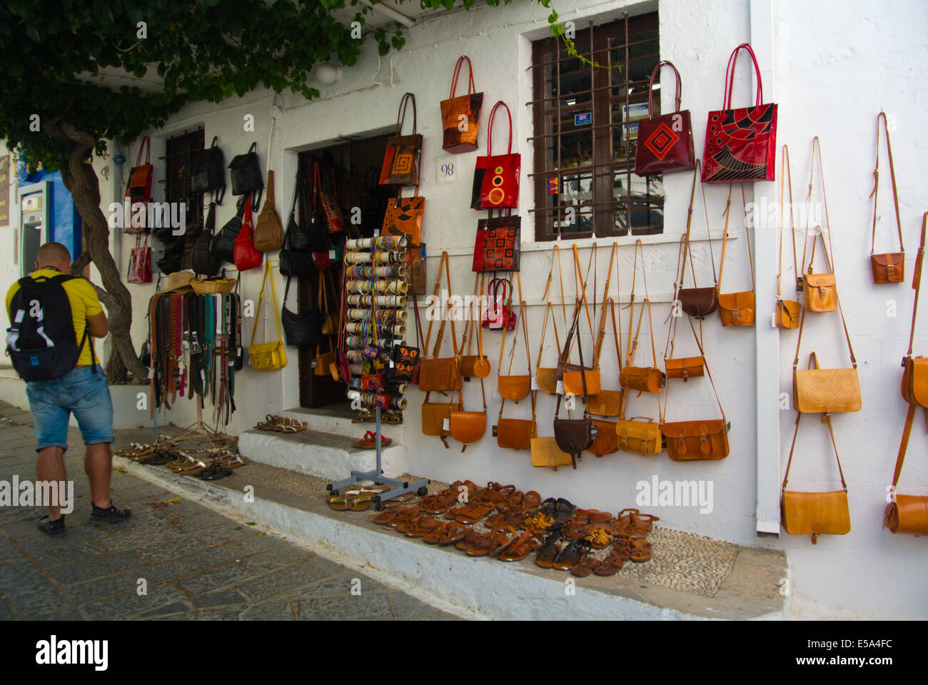 Souvenir-Shop, Stadt Lindos, Rhodos, Dodekanes, Griechenland, Europa Stockfoto