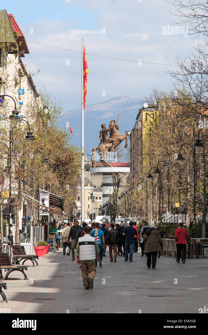 Skopje-Hauptstraße Stockfoto