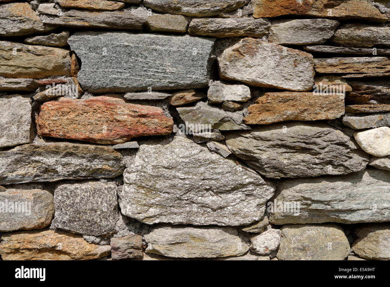 Trocknen Sie, Steinmauer, Glimmerschiefer, Granit, St. Leonhard in Passeier, Südtirol, Trentino-Alto Adige, Italien Stockfoto