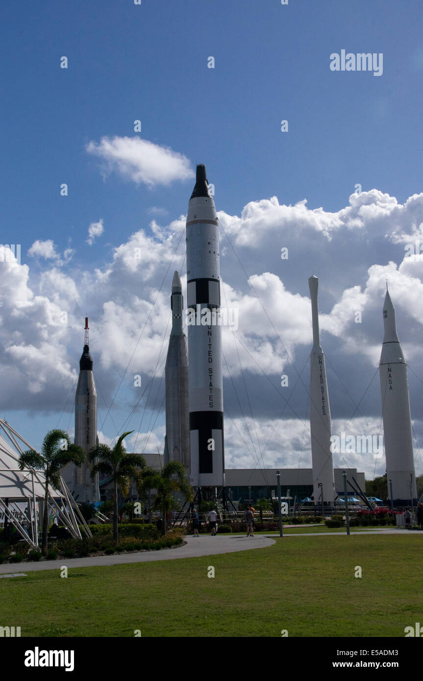 Raketengarten im Kennedy Space Center Stockfoto