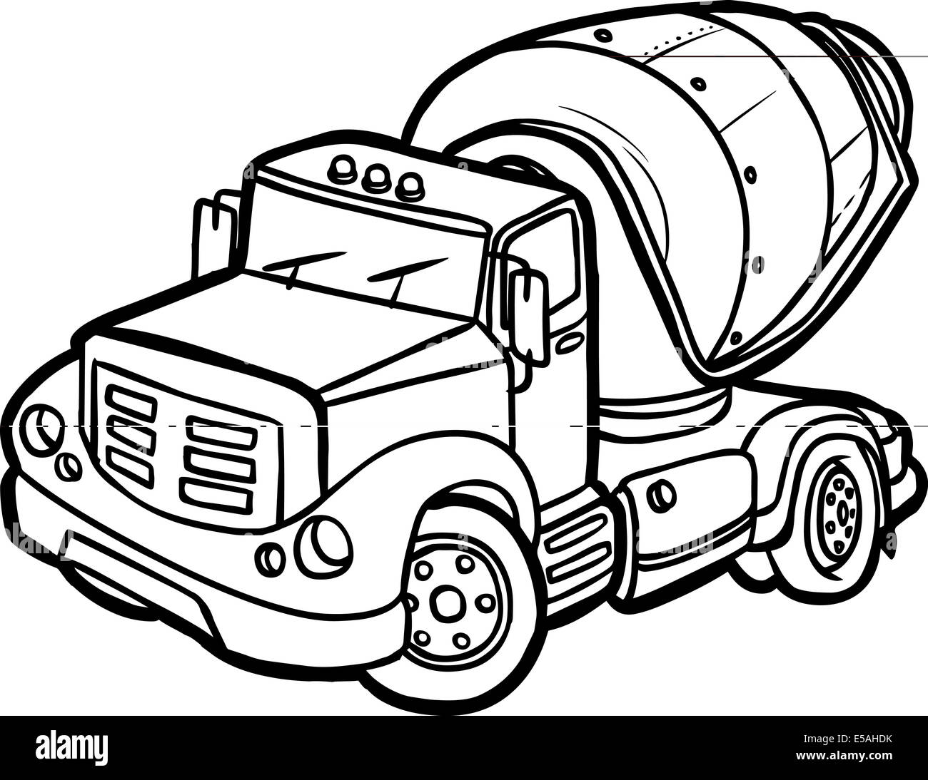 Illustration einer Cartoon-Betonmischer. Grenze Stockfoto