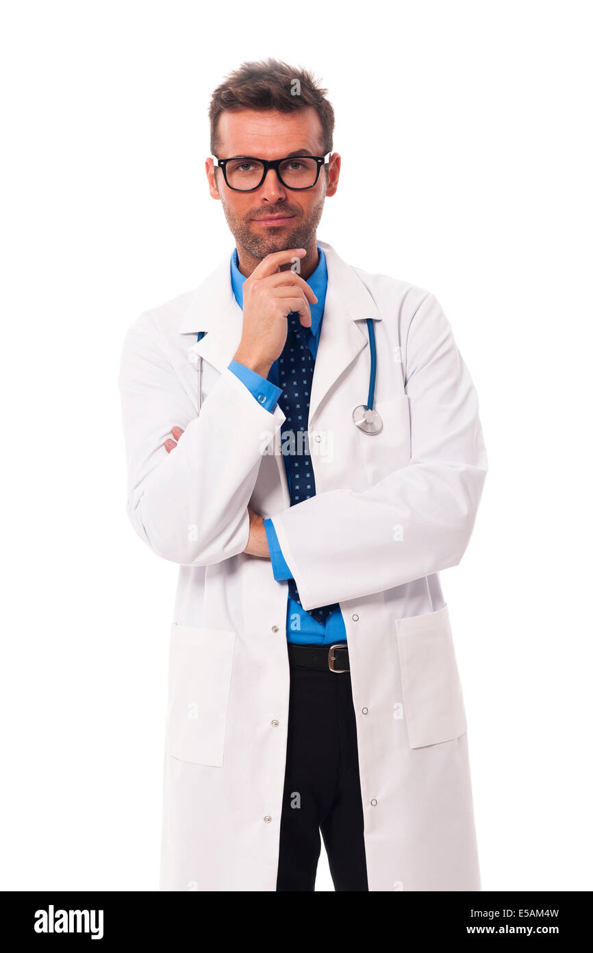 Porträt von Fokus und nachdenklich Arzt Debica, Polen Stockfoto