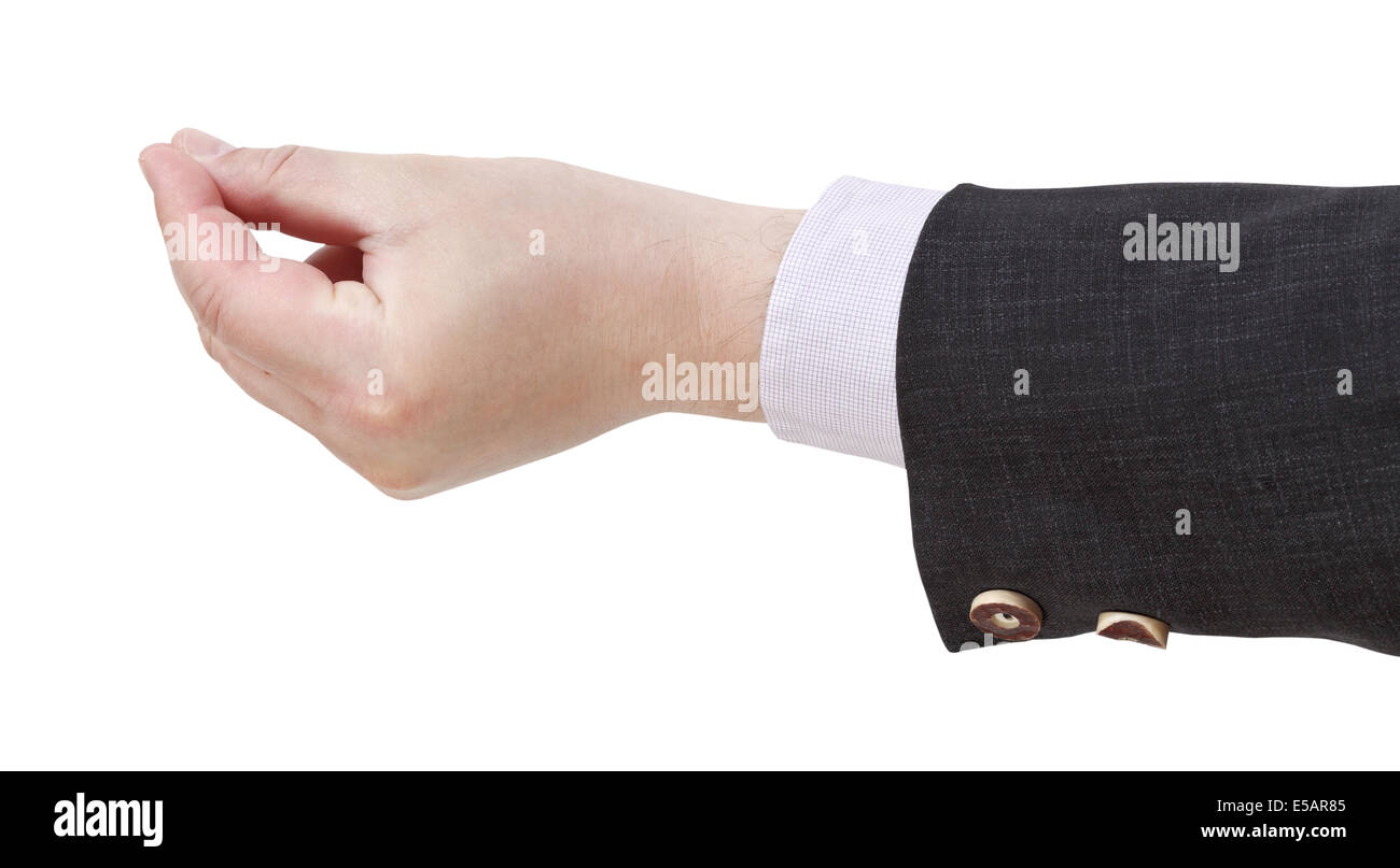 Pinch - Geste isoliert auf weißem Hintergrund hand Stockfoto