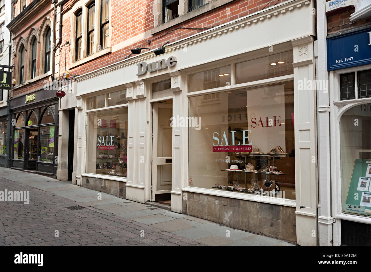 Düne Schuh Mode Shop Verkauf unterzeichnen nottingham Stockfoto