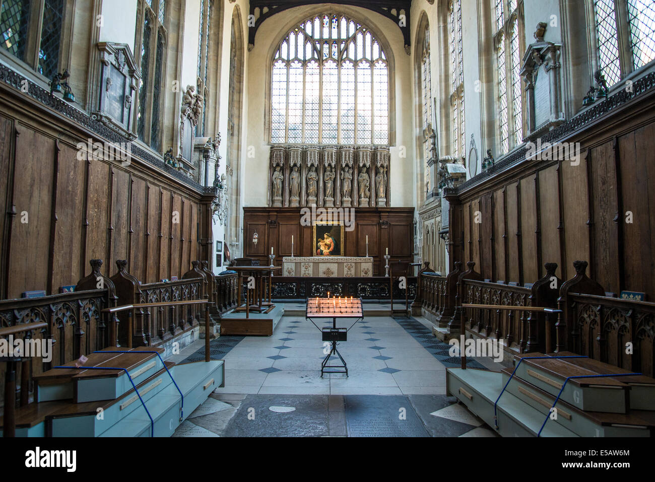 Universität St. Marienkirche der Jungfrau Maria, Chor, Oxford, England, Vereinigtes Königreich Stockfoto