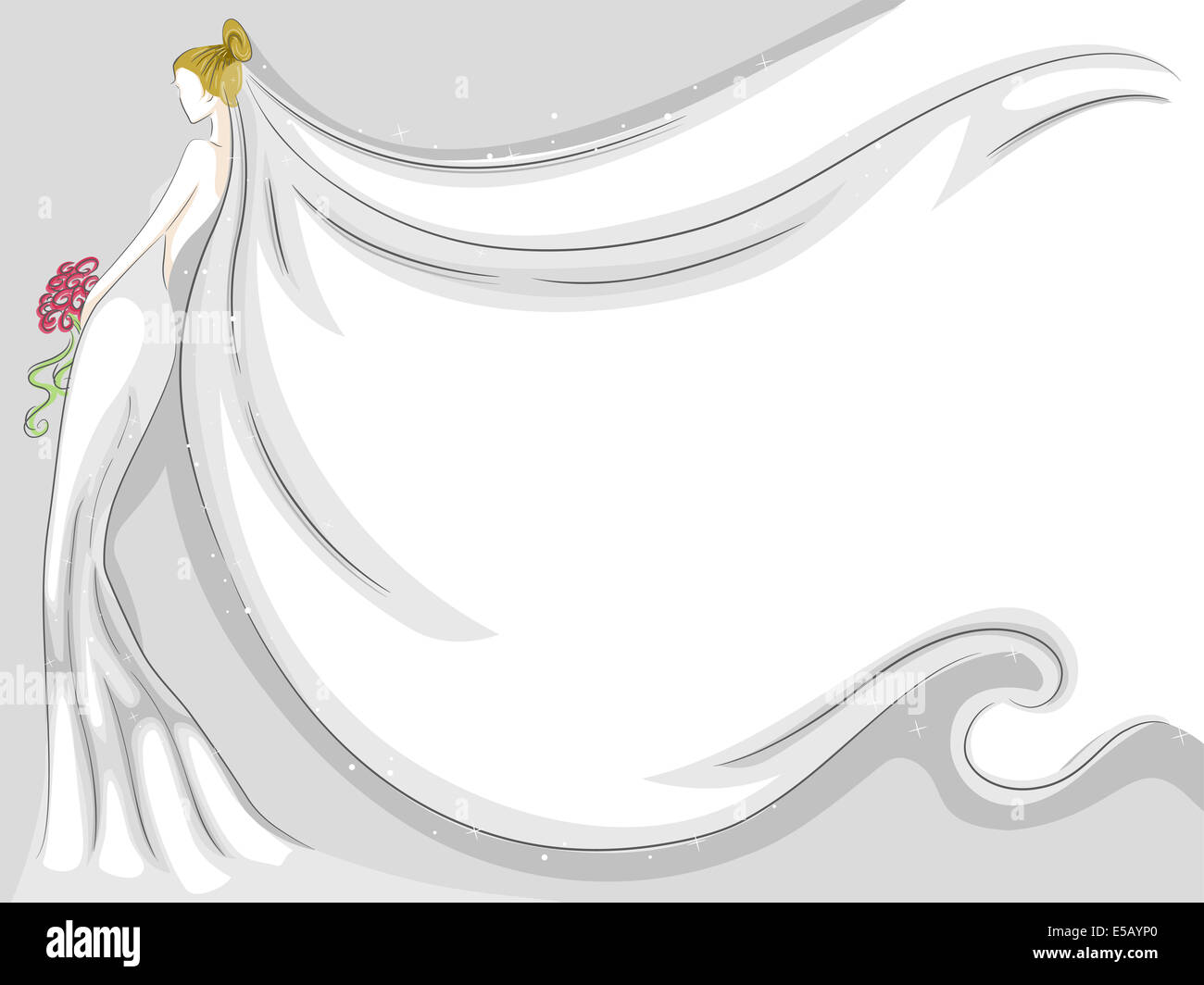 Hintergrund Illustration mit einem flatternden Brautschleier Stockfoto