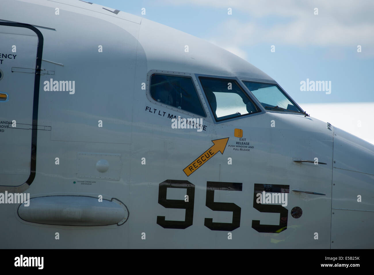 Boeing P8 Poseidon maritime Aufklärungsflugzeug der US-Navy auf der Farnborough International Airshow 2014 Stockfoto