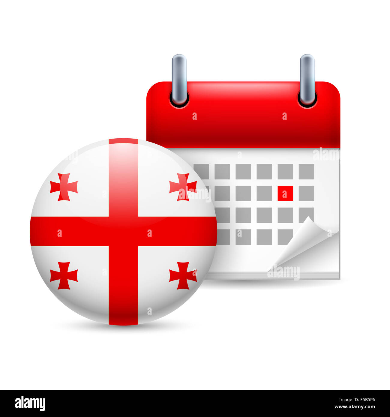 Kalender und Runde georgische Flaggen-Symbol. Nationalfeiertag in Georgien Stockfotografie - Alamy