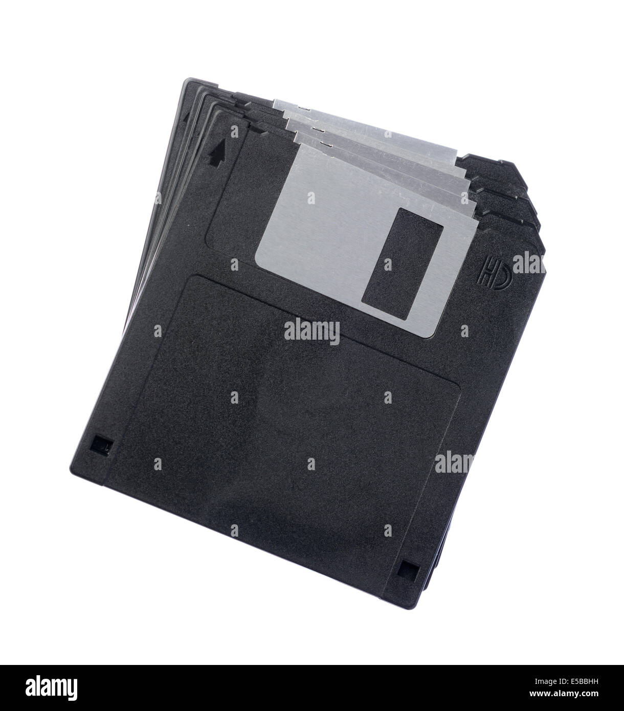 Haufen von 3,5" Disketten isoliert auf weißem Hintergrund ausschneiden Stockfoto