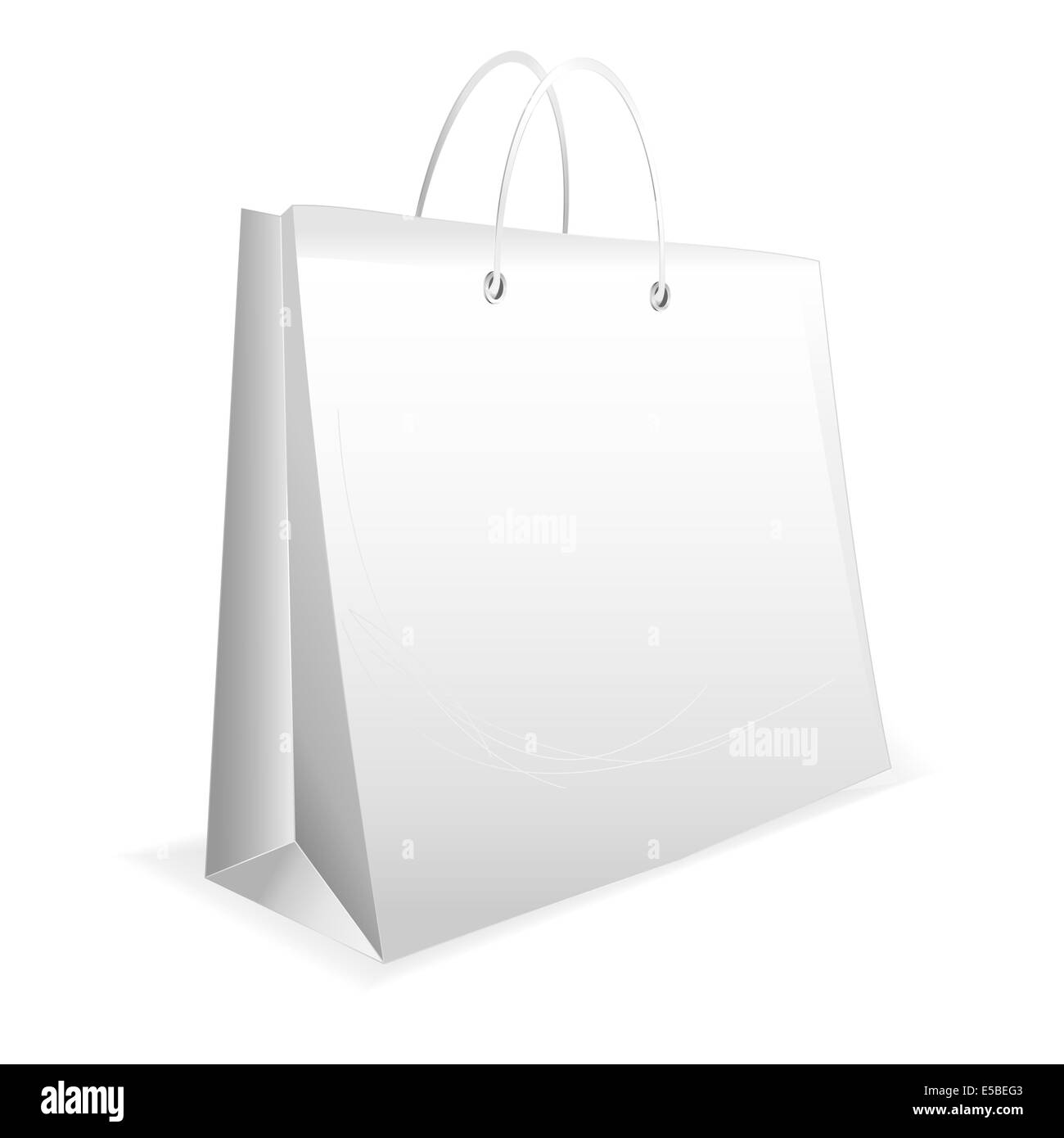 Weiße Papiertüte auf einem weißen Hintergrund für Werbung und branding Stockfoto
