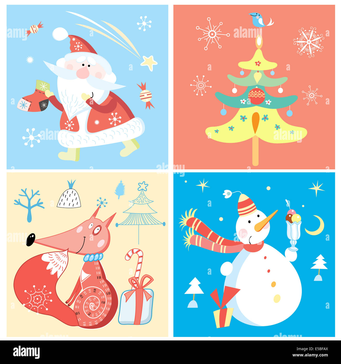 Reihe von verschiedenen farbigen fröhlicher Gruß zum neuen Jahr Stockfoto