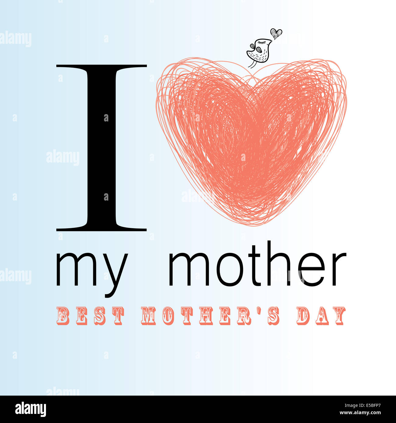 Grafikkarte zum Muttertag mit Herzen auf hellem Hintergrund Stockfoto