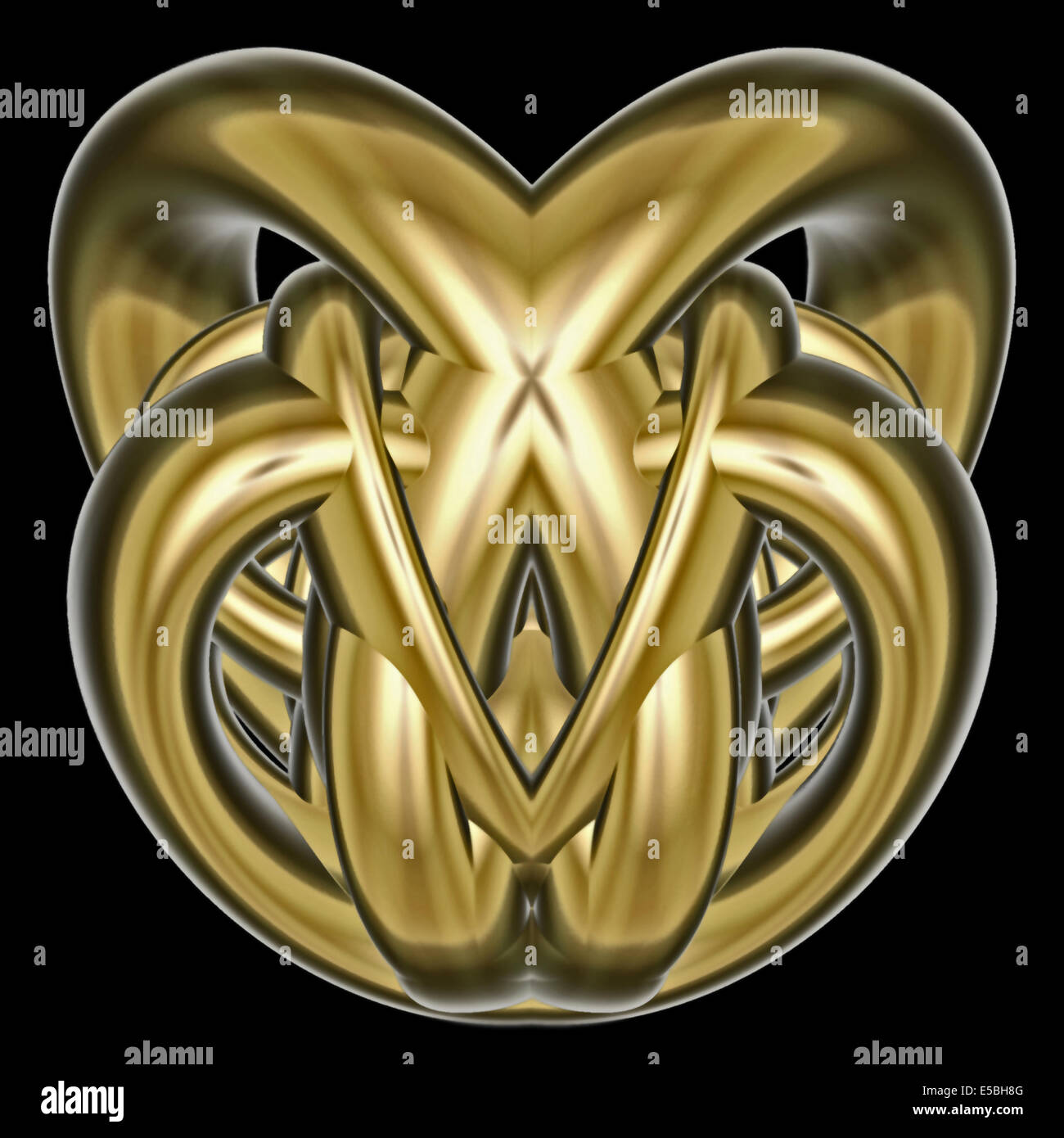 Eindruck einer gold Fantasy-Fraktal-Maske. Stockfoto