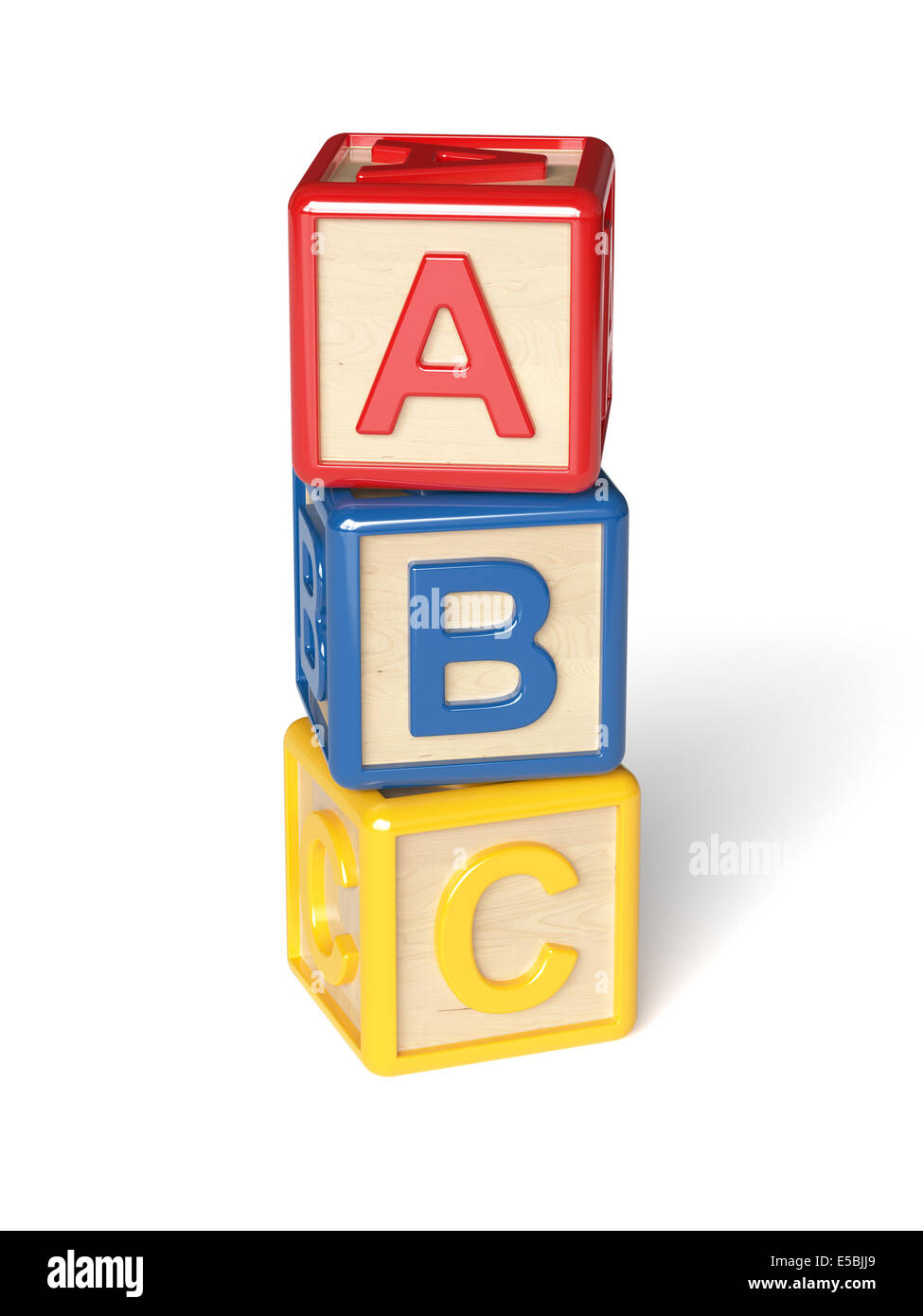 3D Render Alphabet Blöcke isoliert auf weißem Hintergrund Stockfoto