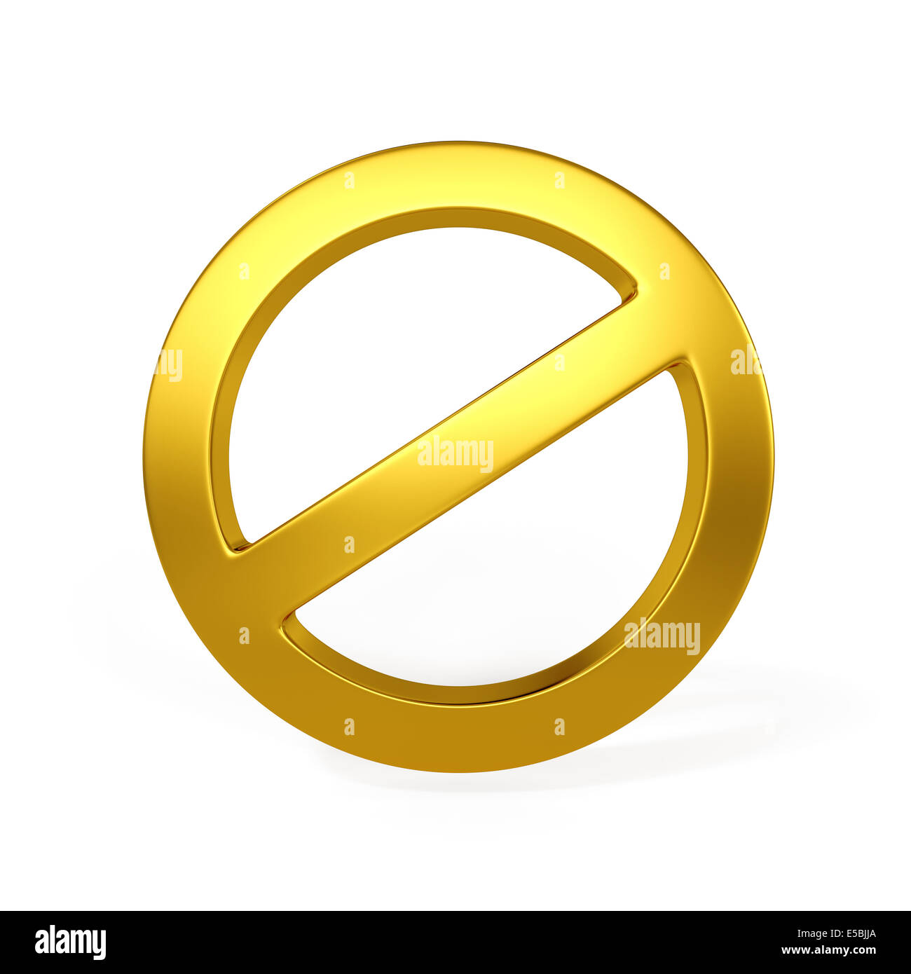 3D golden verbotene Zeichen auf dem weißen Hintergrund isoliert Stockfoto