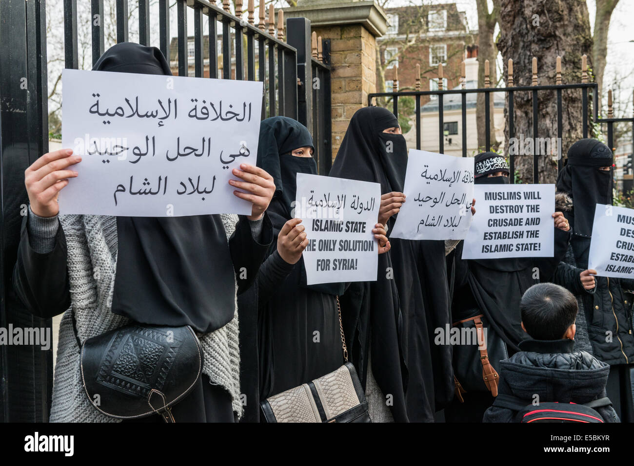 Anjem Choudary radikale islamistische Protest vor dem Central London Mosque Stockfoto