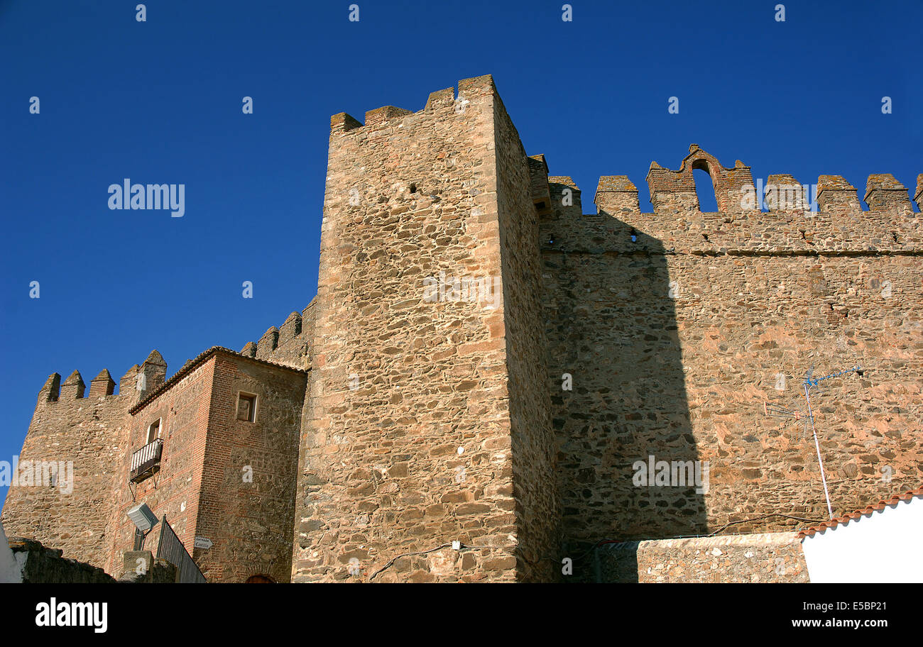 Burg 13. Jh., Segura de Leon, Badajoz-Provinz, Region Extremadura, Spanien, Europa Stockfoto