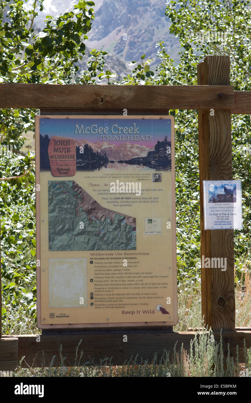 McGee Creek Trailhead in der östlichen Sierra Nevada Mountains California Stockfoto
