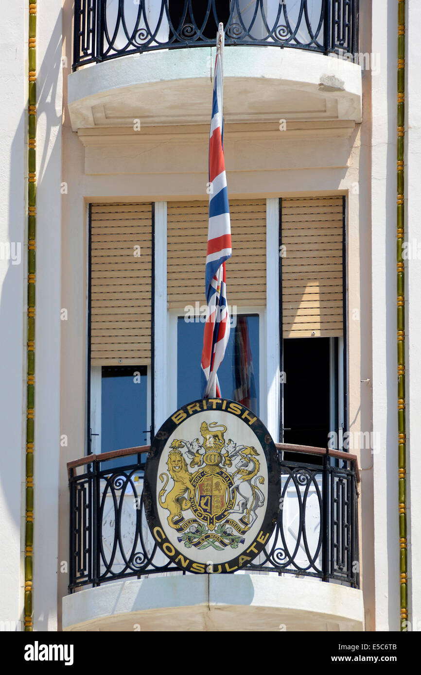 Teil des Britischen Konsulats in Split, Wappen und Union Jack Kroatien Dalmatien Stockfoto