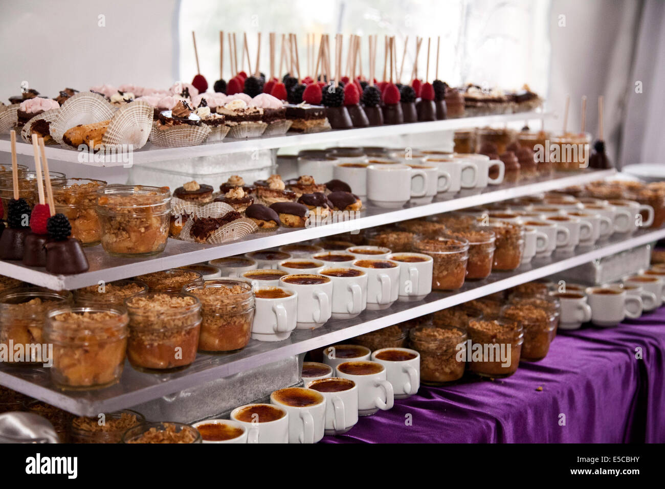 Eine große Verbreitung von herrlich leckeren Desserts. Stockfoto