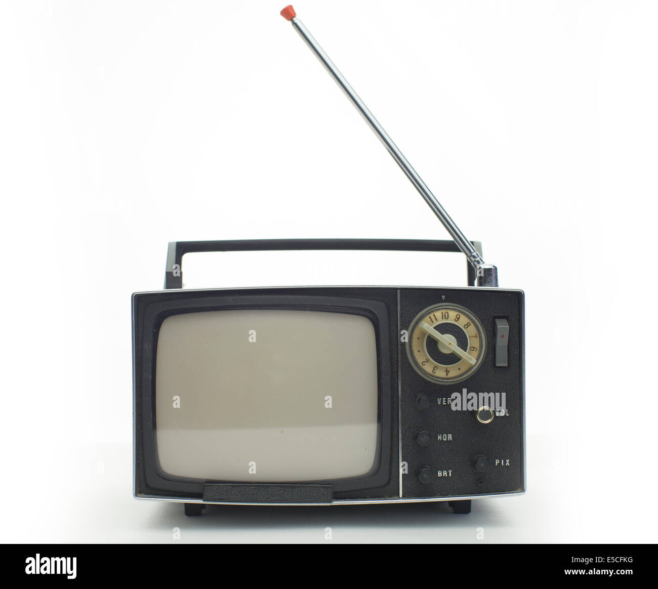 wirklich cool retro Vintage tragbare Fernseher gegen weiße erschossen Stockfoto